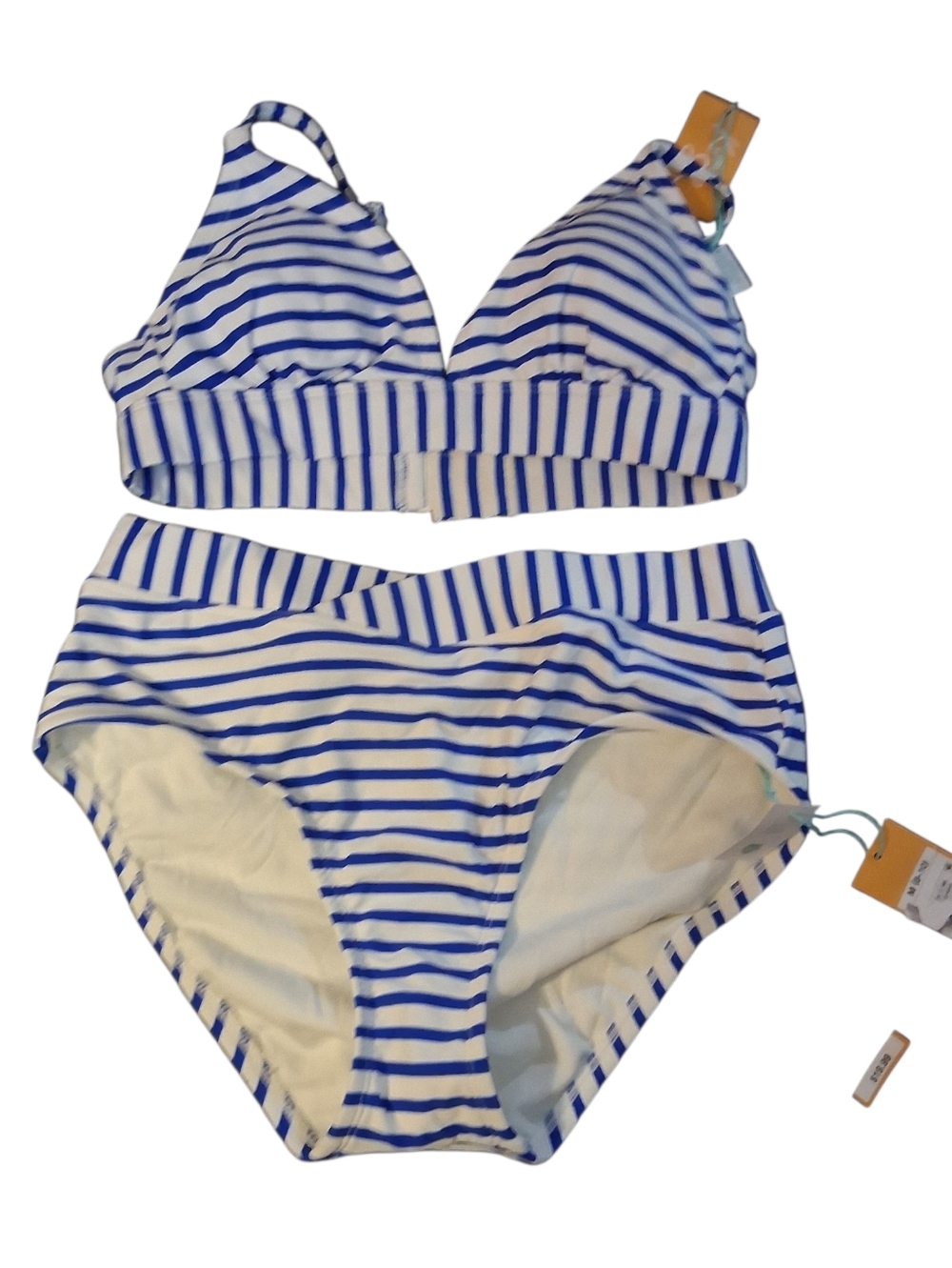 Kona Sol Striped Blue & White Two-Piece Bikini Set